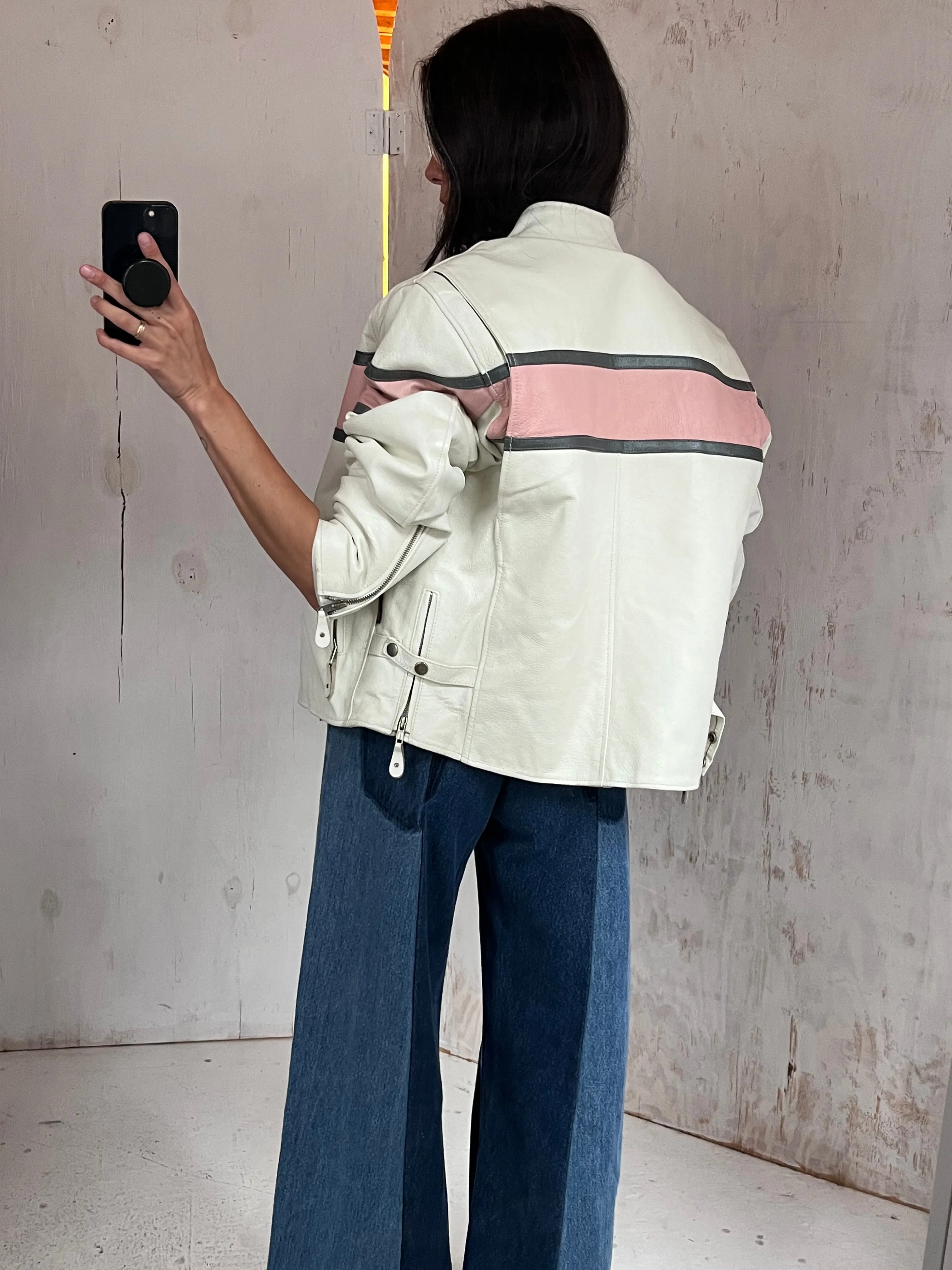 White Leather Moto Jacket