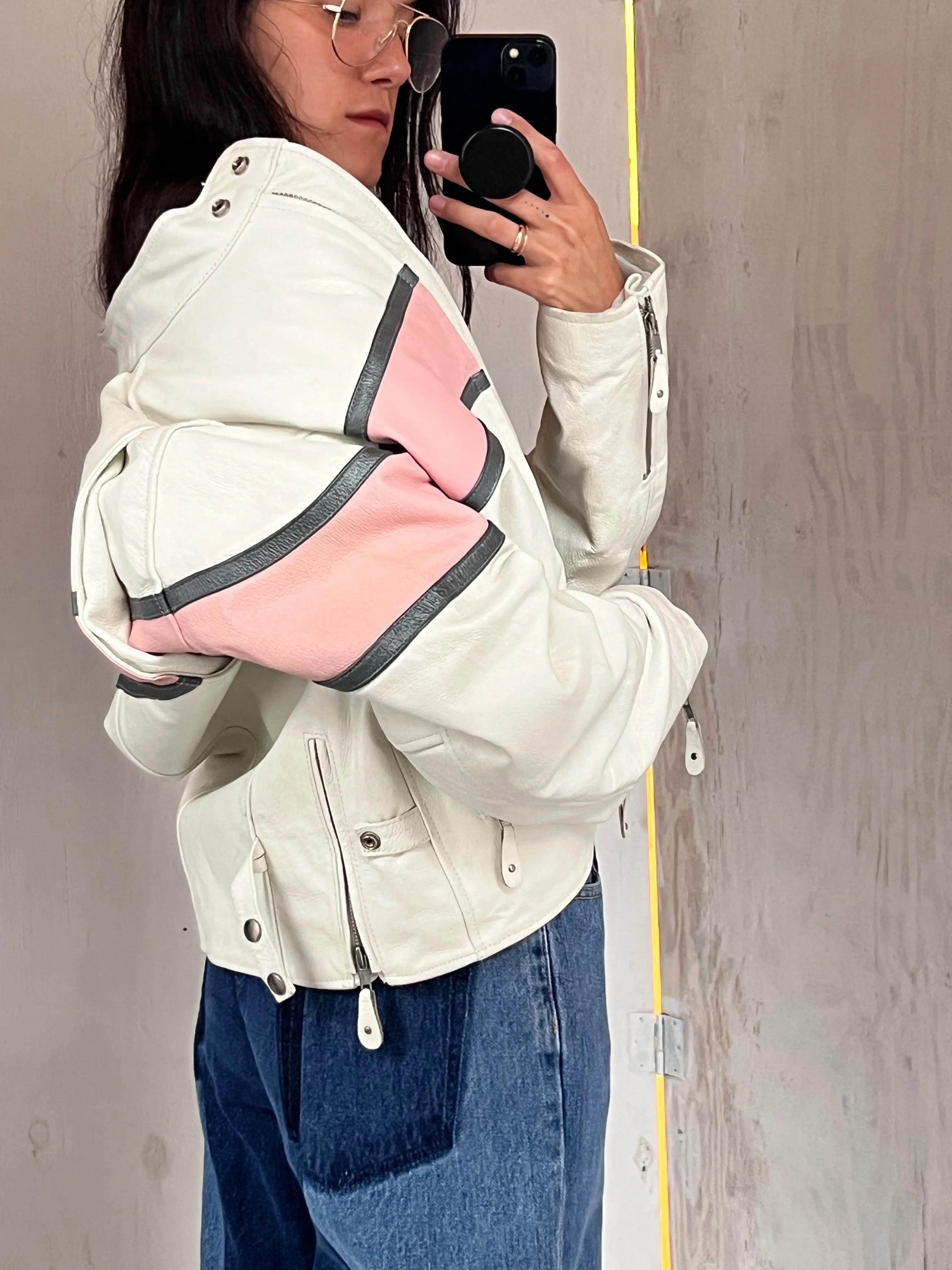 White Leather Moto Jacket