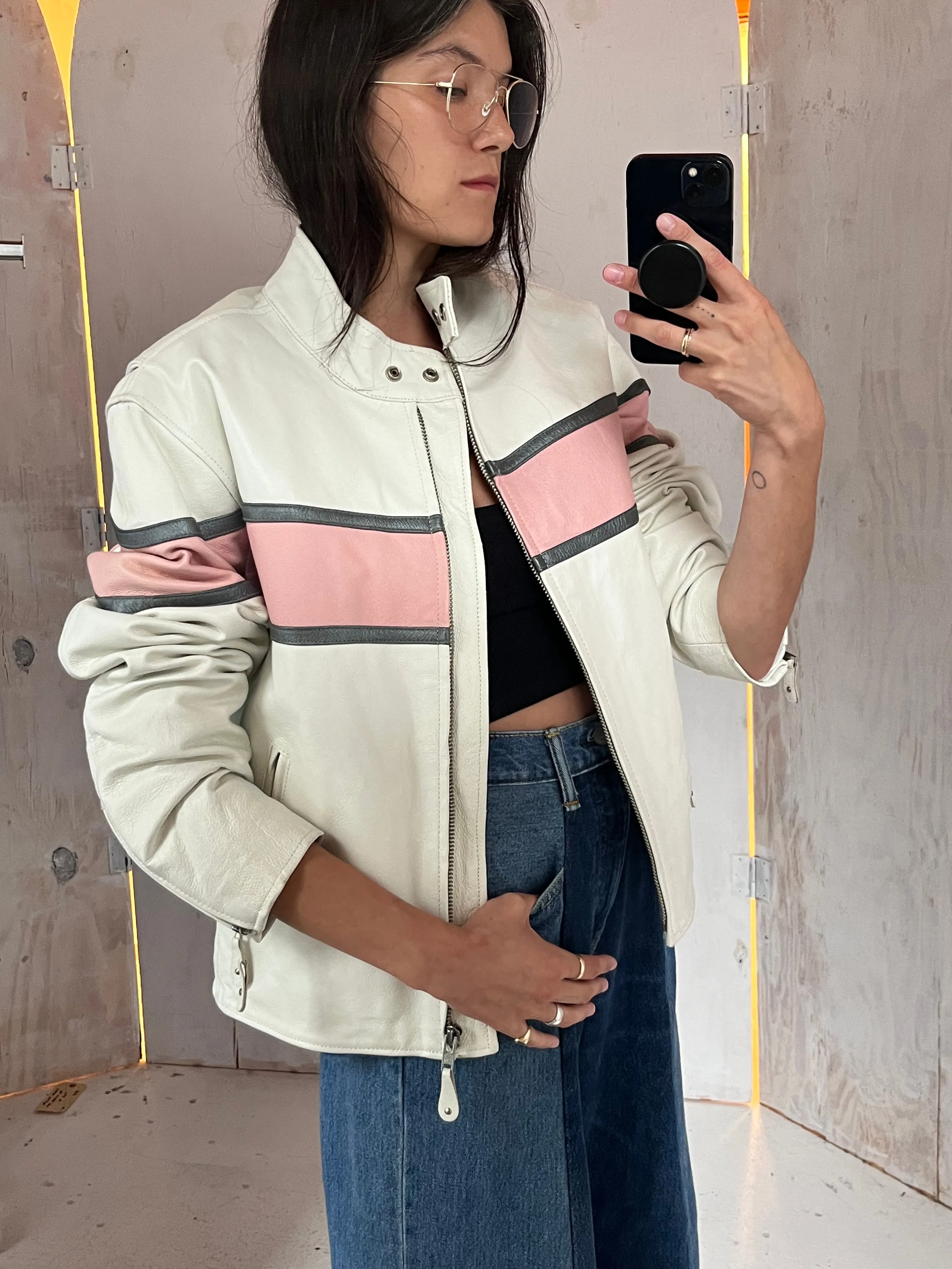 White Leather Moto Jacket