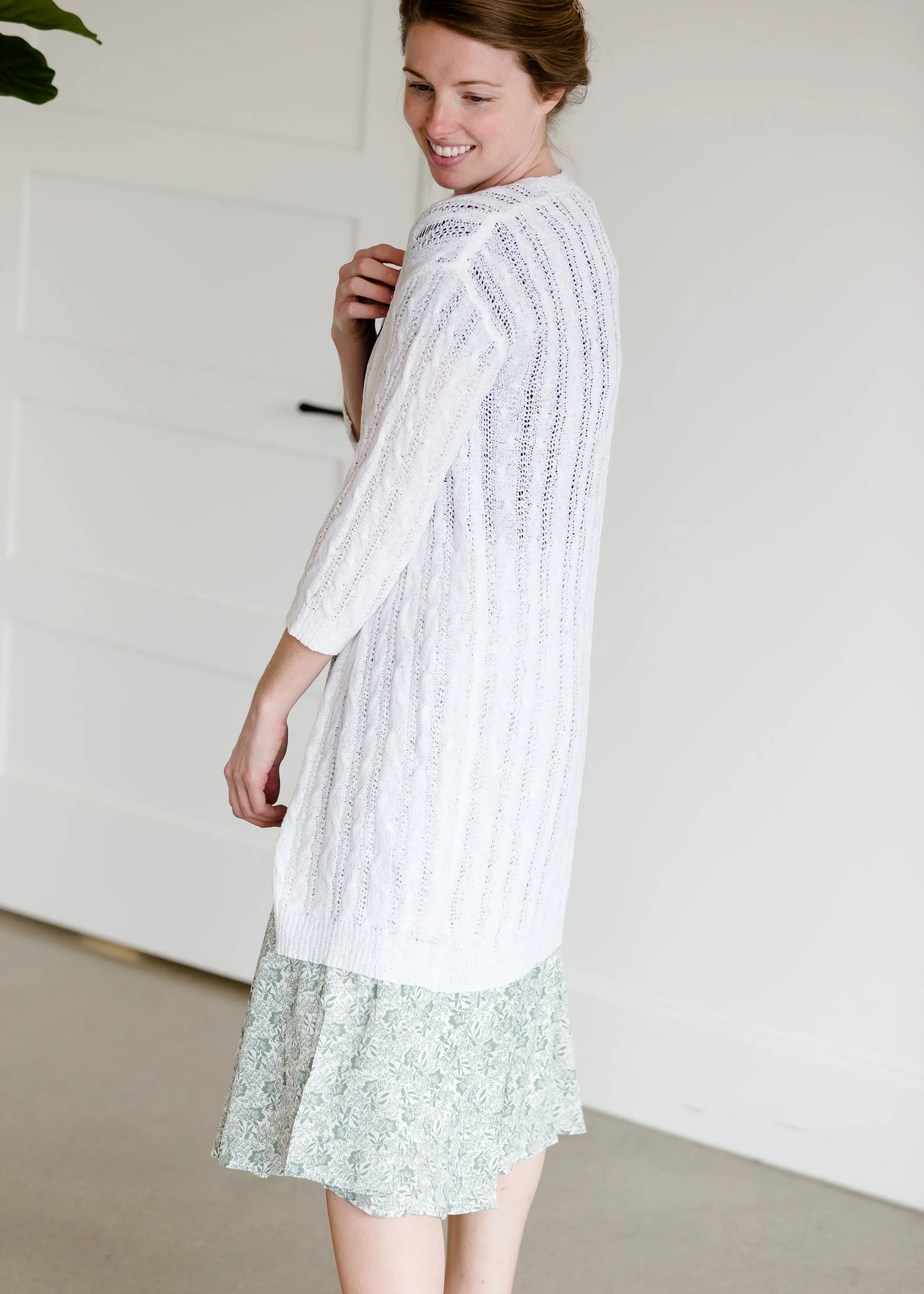 White Long Textured Cardigan - FINAL SALE