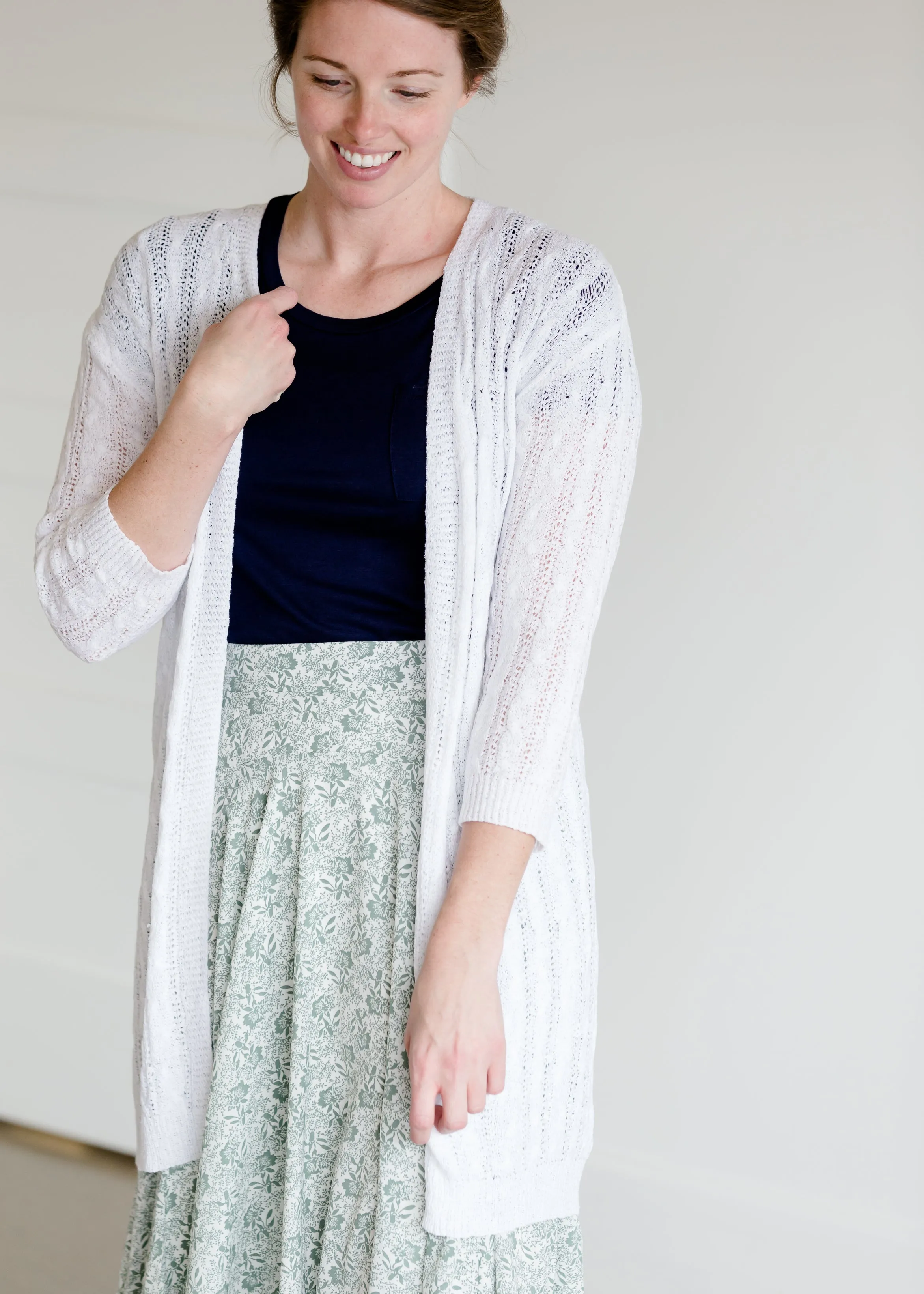 White Long Textured Cardigan - FINAL SALE