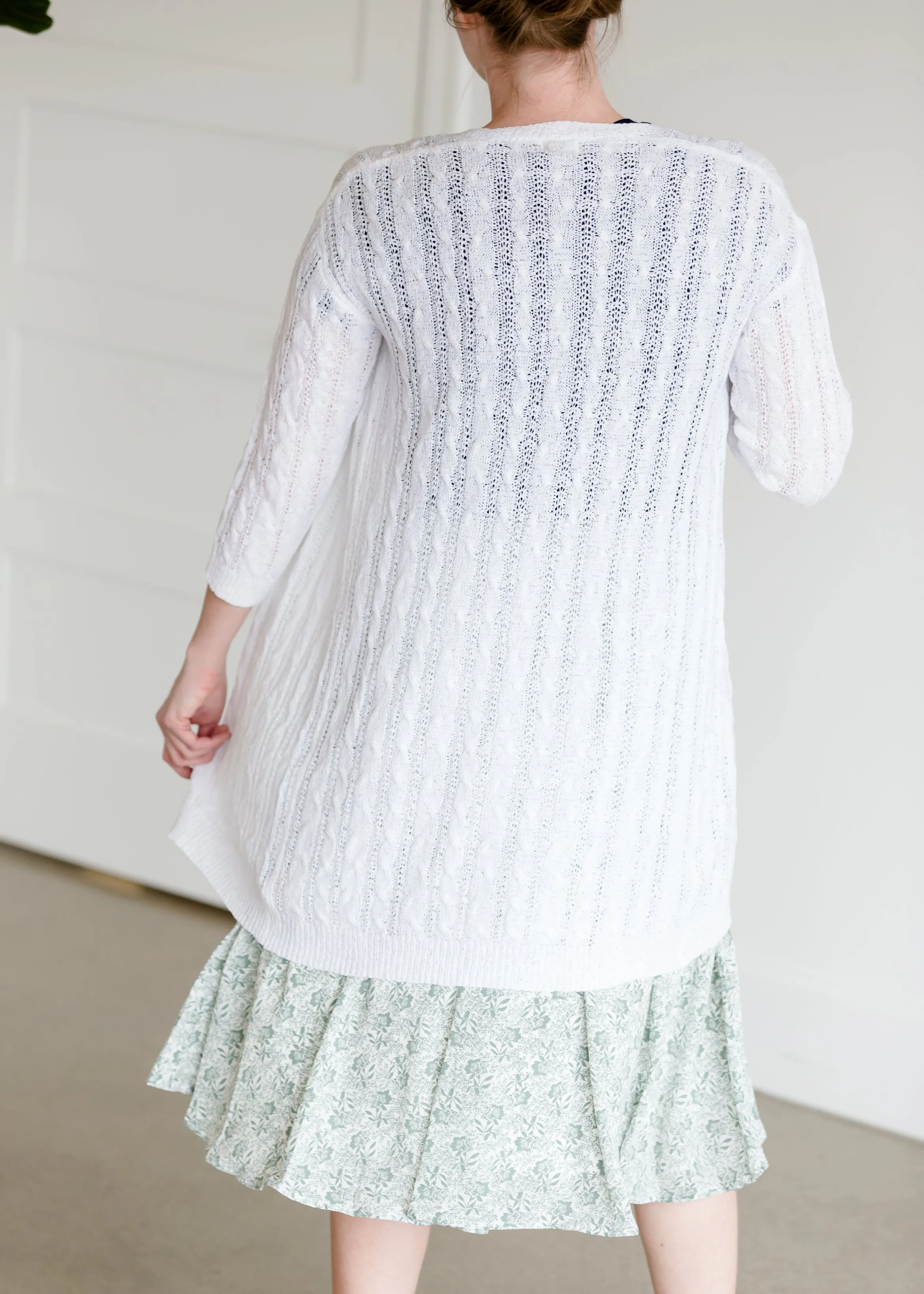 White Long Textured Cardigan - FINAL SALE