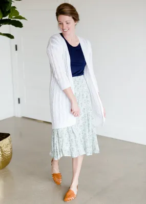 White Long Textured Cardigan - FINAL SALE
