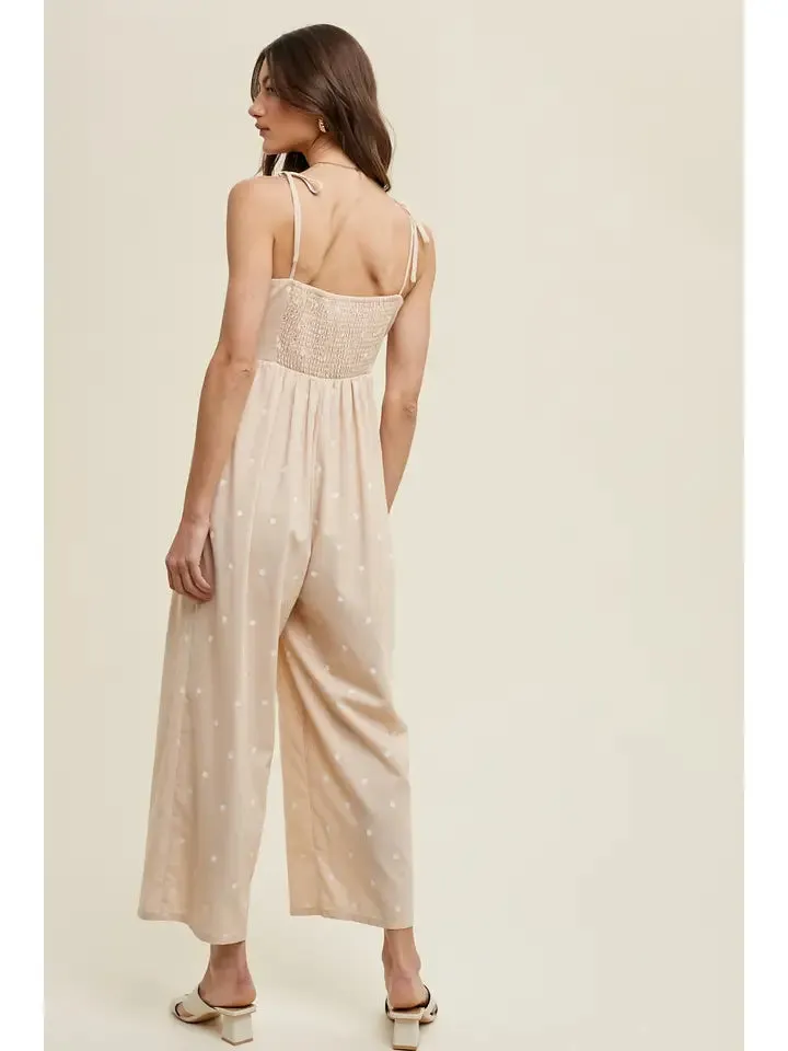 Wishlist Polka Dot Jumpsuit - Taupe