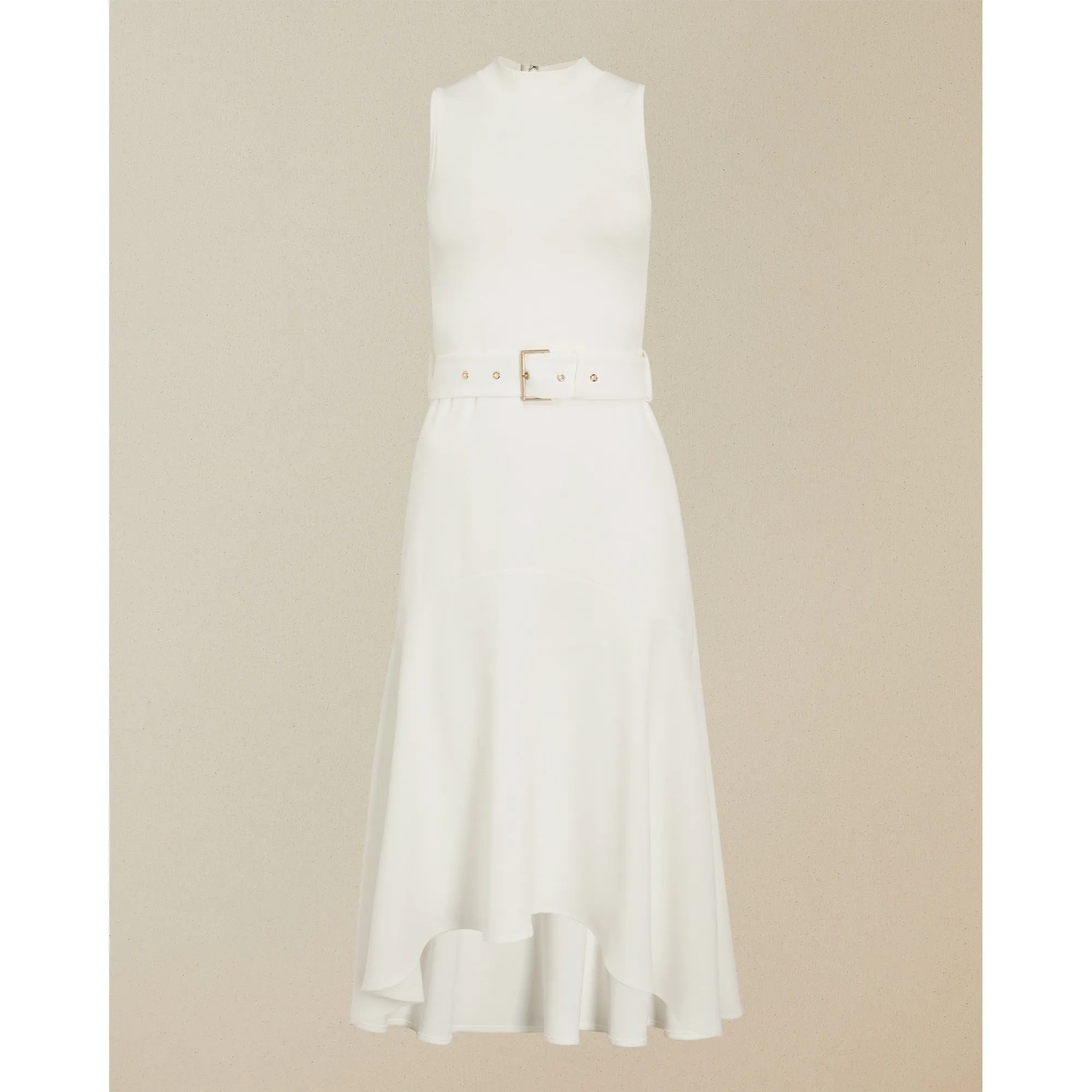 Women Corvala-Midi Dress With Dip Hem Fluted Skirt - Ivory