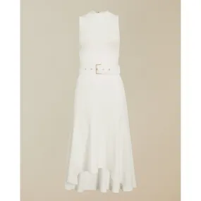 Women Corvala-Midi Dress With Dip Hem Fluted Skirt - Ivory