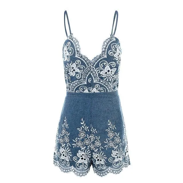 Women Embroidery Cami Jumpsuit