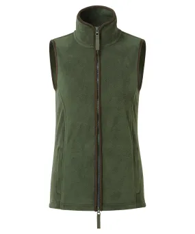 Womens artisan fleece gilet | Moss Green/Brown