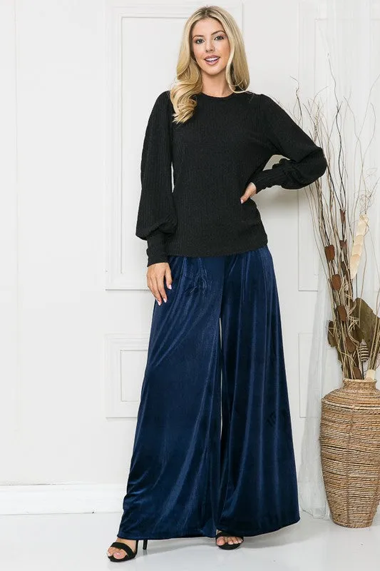 Women's Velvet Wide Leg Pants