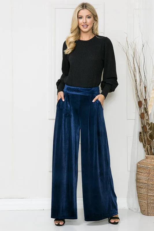 Women's Velvet Wide Leg Pants