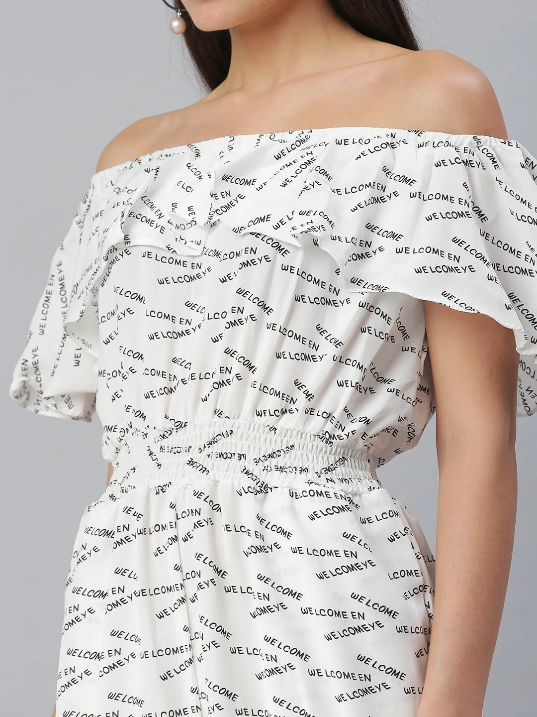 Women's White Printed Jumpsuit