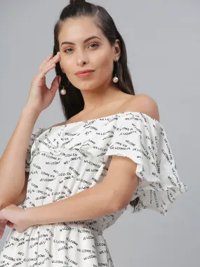 Women's White Printed Jumpsuit