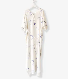 WRYHT/SLIT NECK PAJAMA DRESS(DRAWING/RAW WHITE)