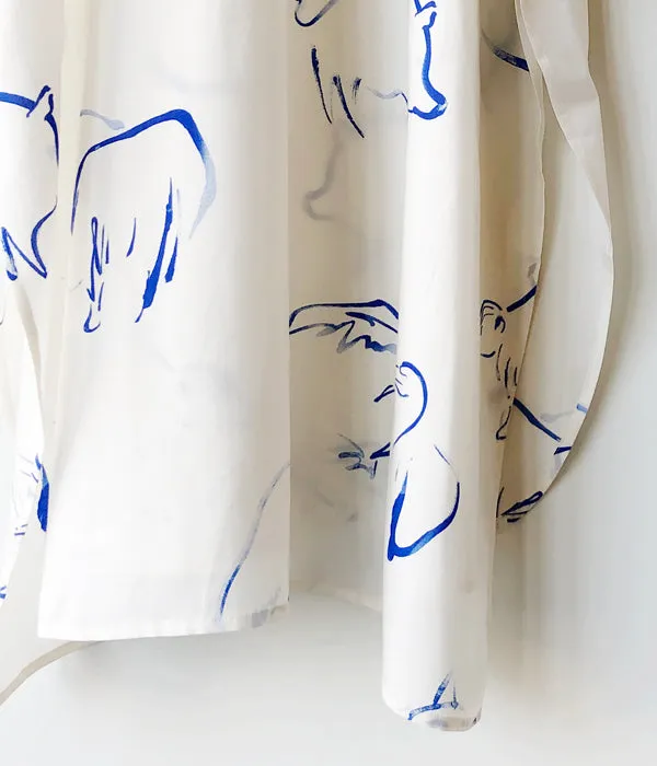 WRYHT/SLIT NECK PAJAMA DRESS(DRAWING/RAW WHITE)