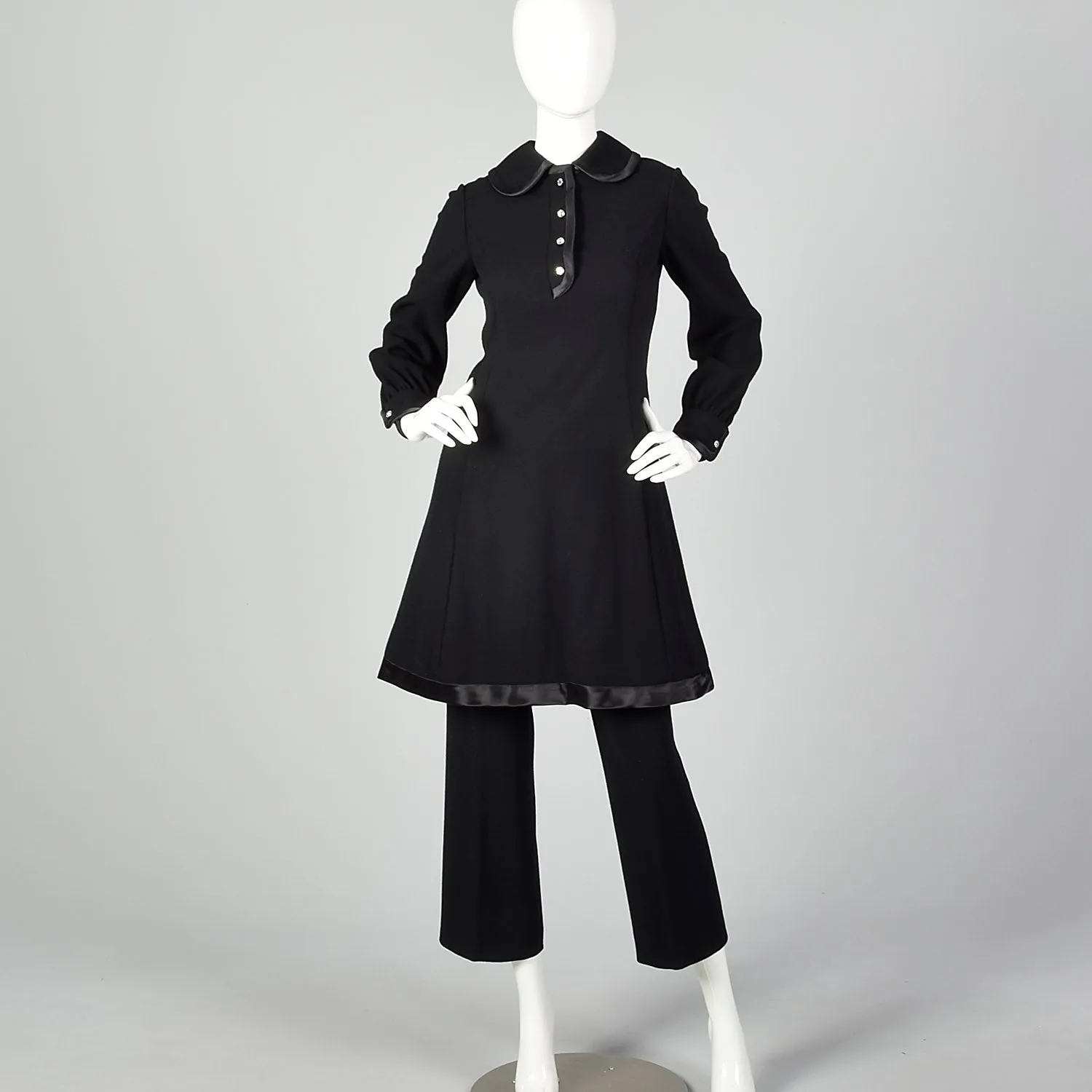 XS 1970s Gino Charles Black Dress Pant Set