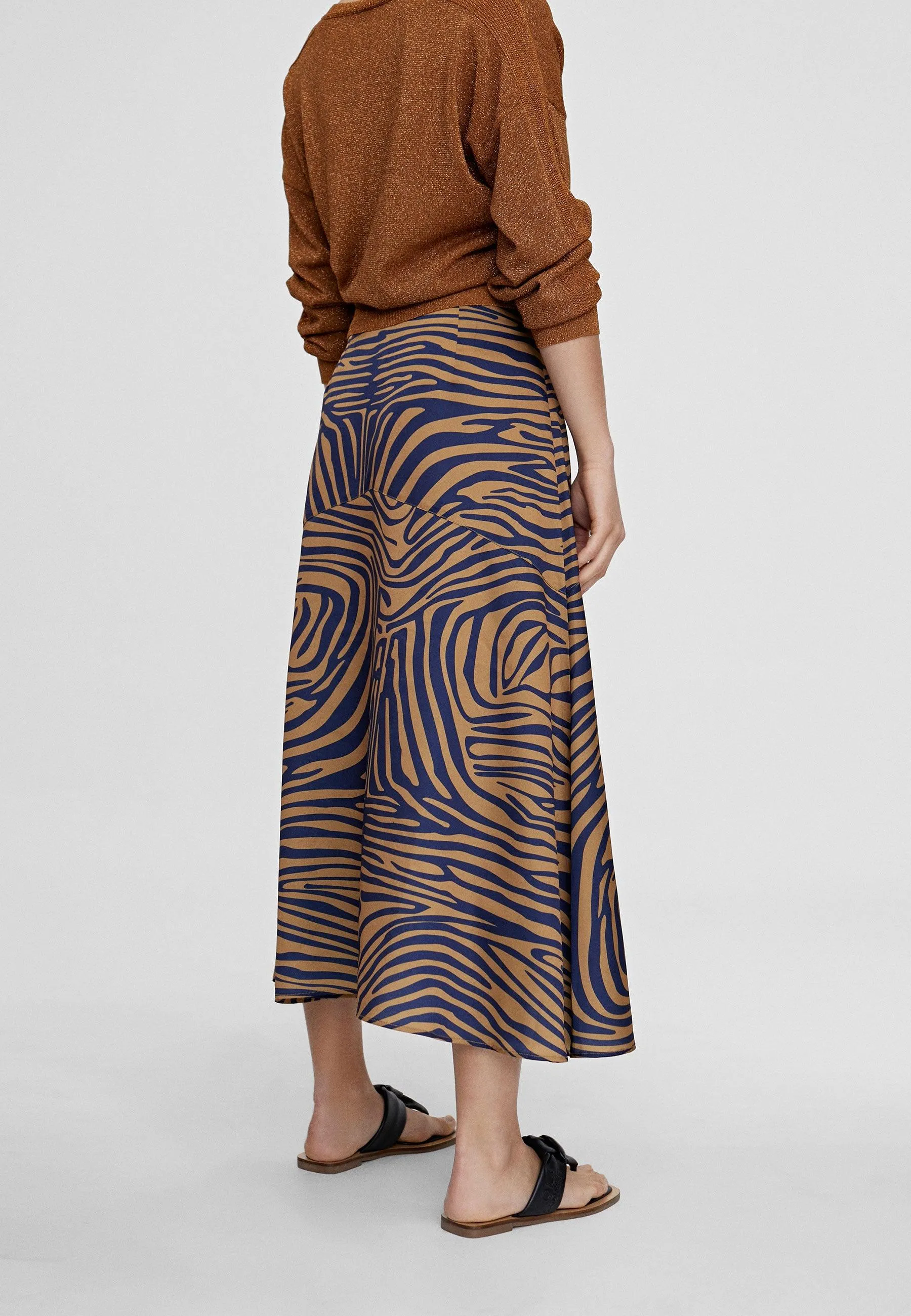 Zebra print midi skirt