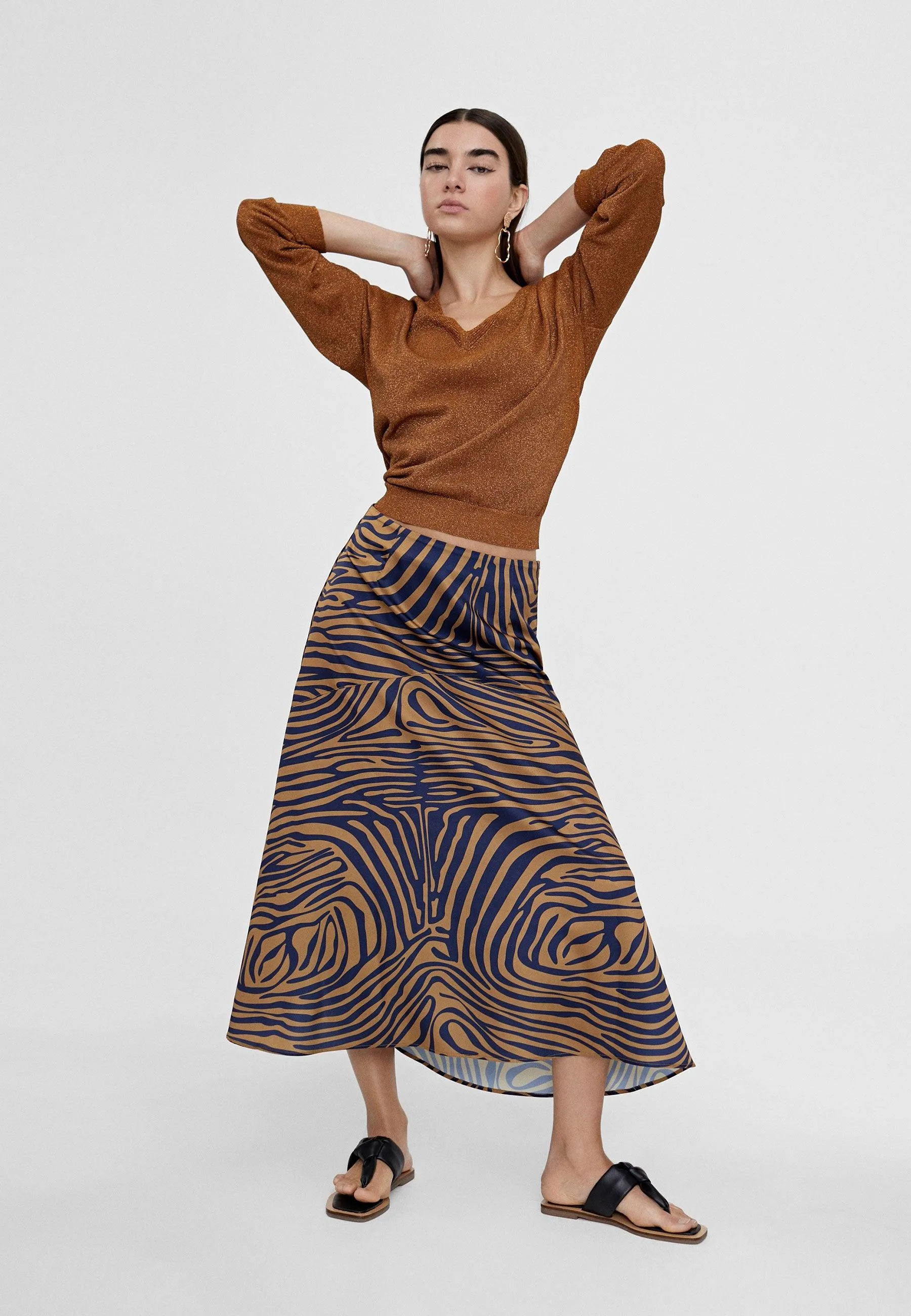 Zebra print midi skirt
